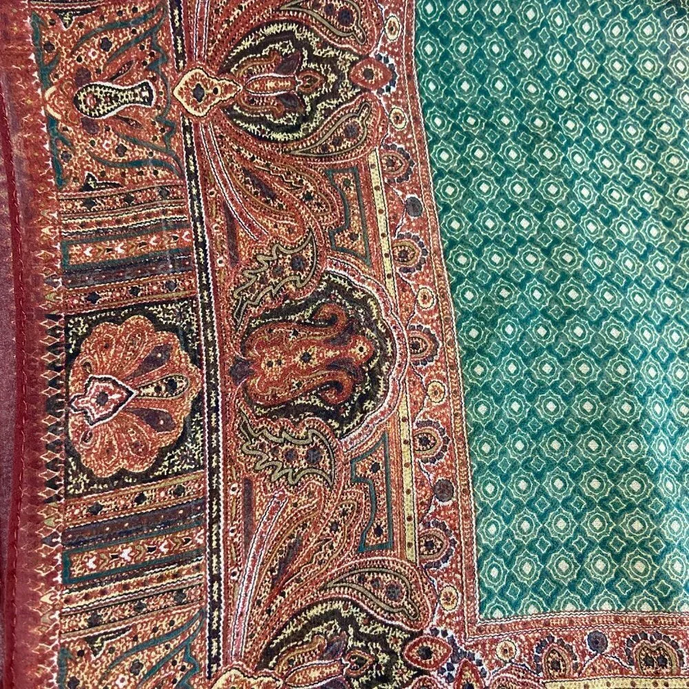 Vintage Ellen Tracy Geometric Paisley 100% Silk Scarf